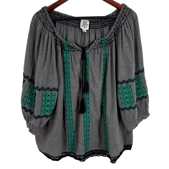 ivy jane Tops - Ivy Jane Womens Small Grey Green Artsy Wearable Art to Wear Blouse Shirt Top